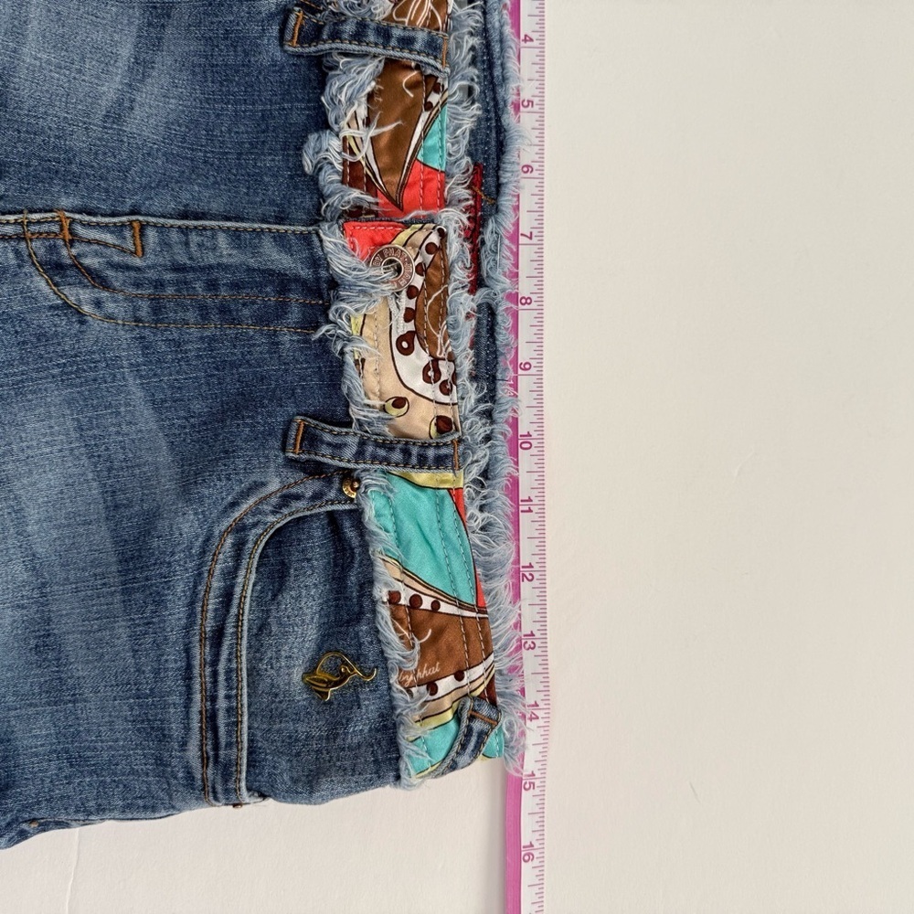 Baby Phat boho jeans junior size 11 distressed patchwork waist flare y2k - Picture 12 of 12